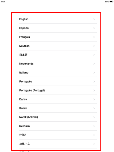 iOS 7 Choose Language